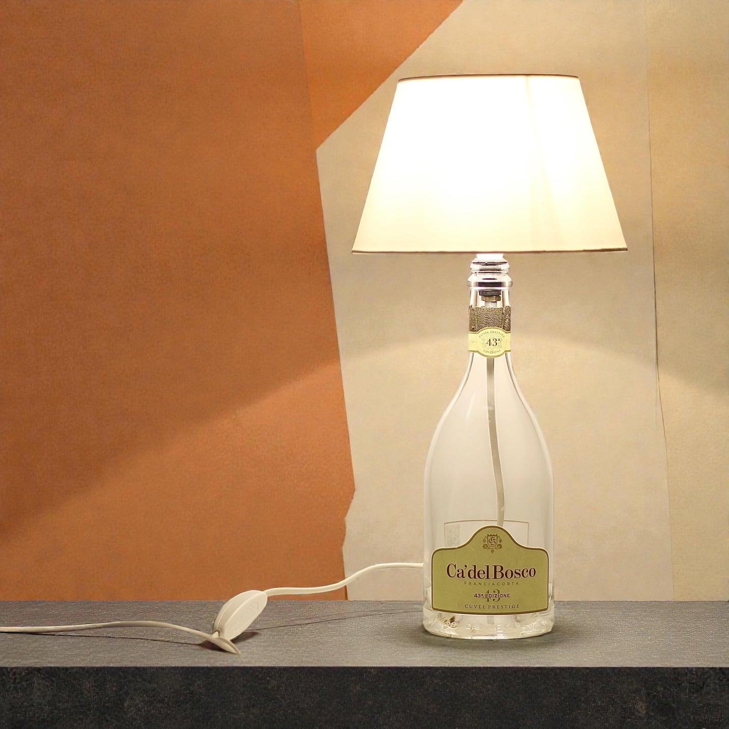 Dom P. Champagne Bottle Lamp Handmade Table Lamp 75 cl