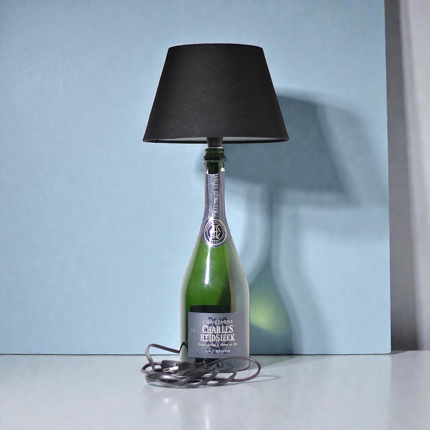 Dom P. Champagne Bottle Lamp Handmade Table Lamp 75 cl