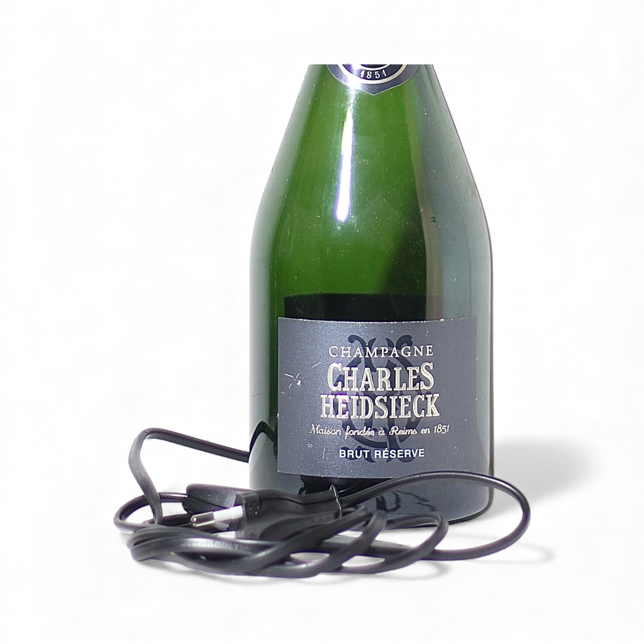 Dom P. Champagne Bottle Lamp Handmade Table Lamp 75 cl
