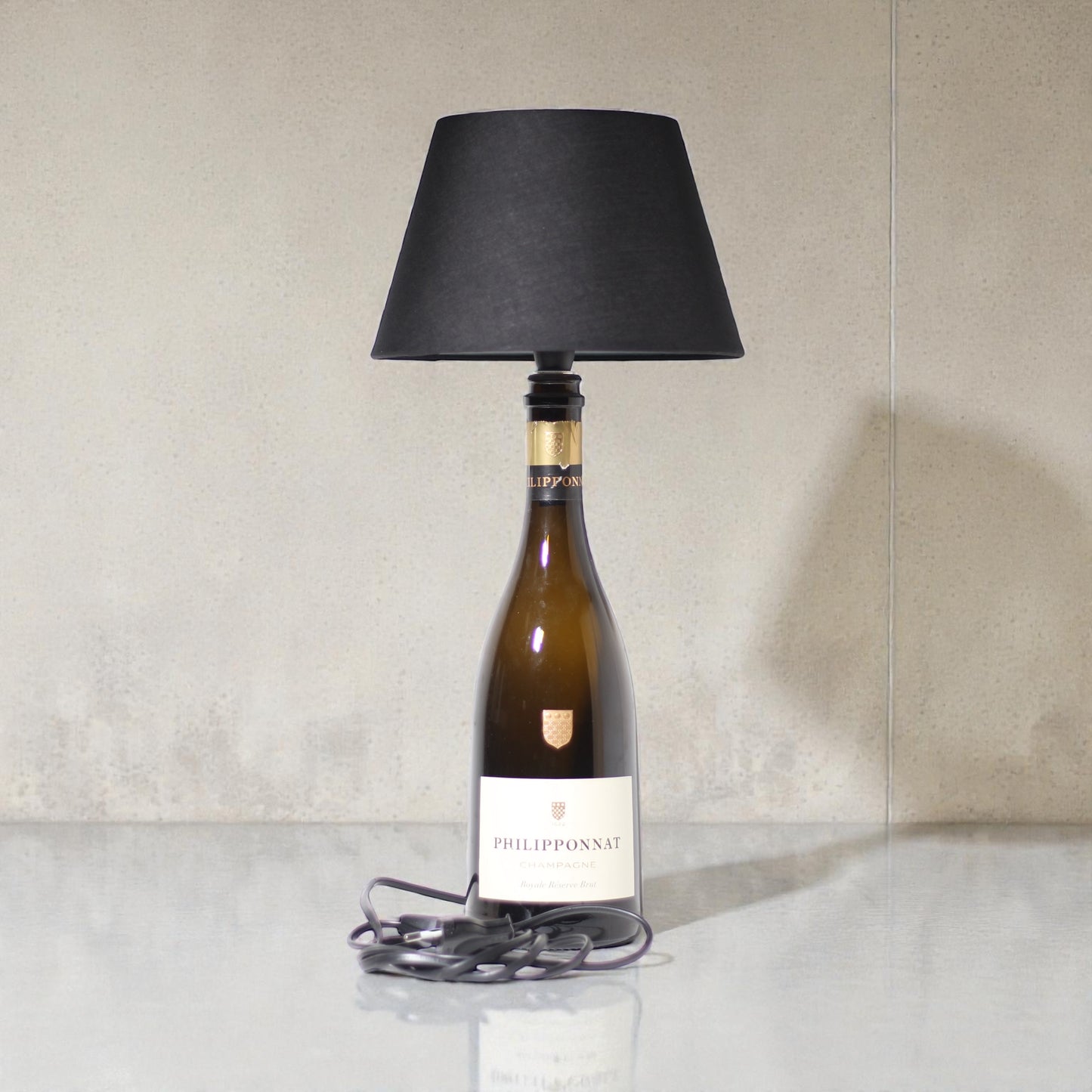 Dom P. Champagne Bottle Lamp Handmade Table Lamp 75 cl