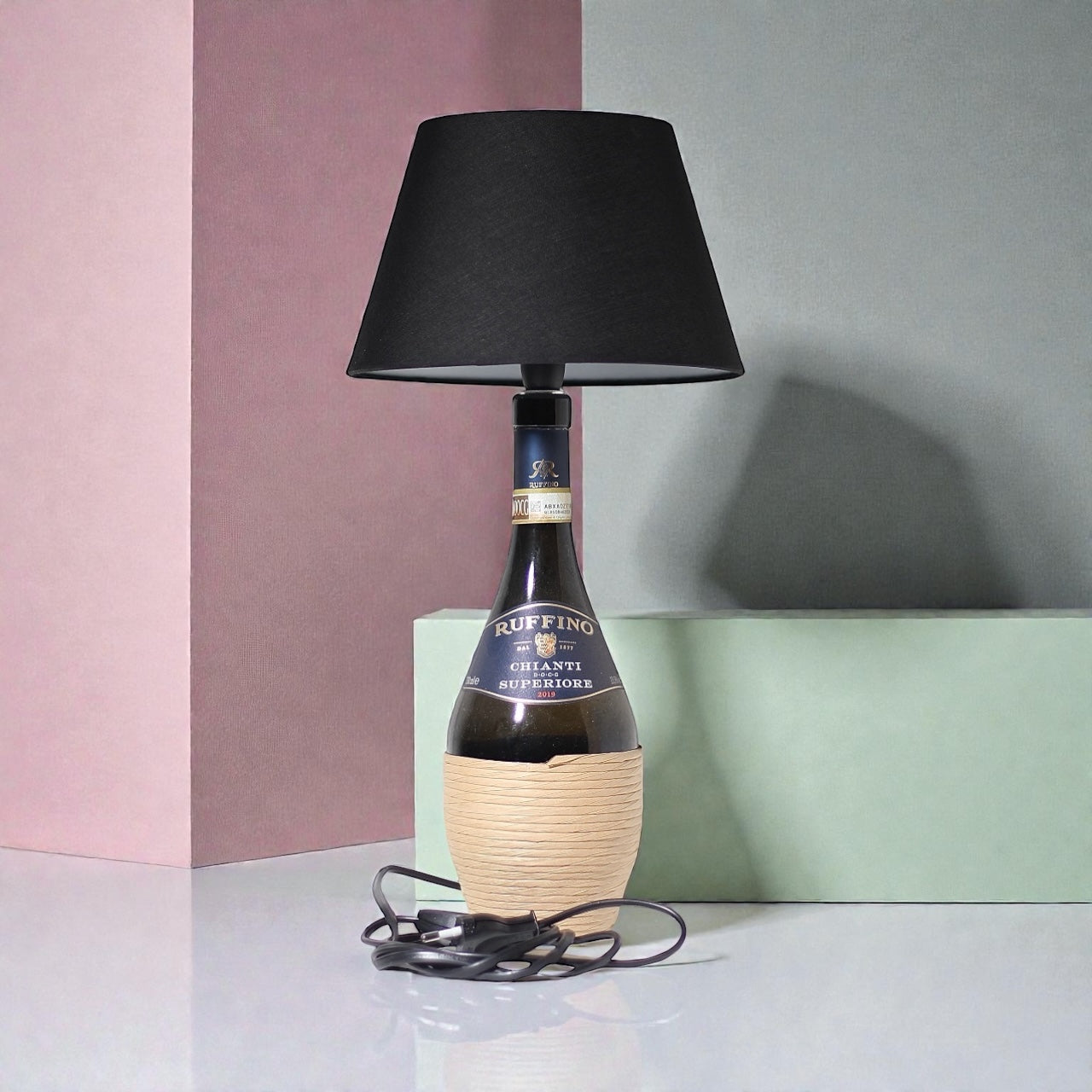 Dom P. Champagne Bottle Lamp Handmade Table Lamp 75 cl